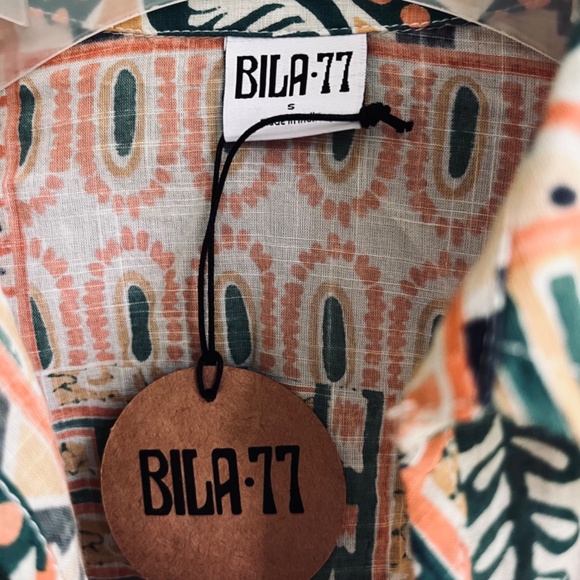 Bila•77 Sz S Thin Delicate Oversized Shirt in Boho Style Tie Fastener Patchwork - Picture 7 of 10